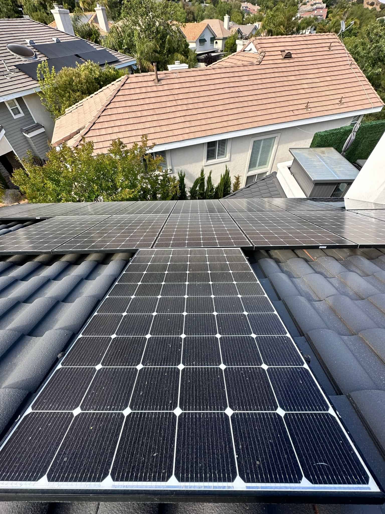 dirty solar panel in los angeles before photo